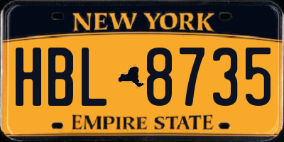NY license plate HBL8735