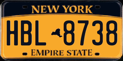 NY license plate HBL8738
