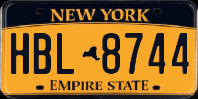 NY license plate HBL8744