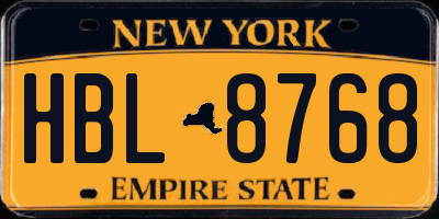 NY license plate HBL8768