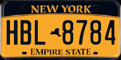 NY license plate HBL8784