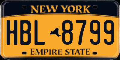 NY license plate HBL8799