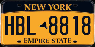NY license plate HBL8818