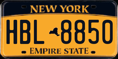 NY license plate HBL8850