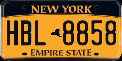 NY license plate HBL8858