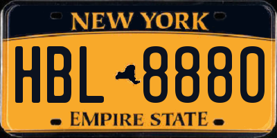 NY license plate HBL8880