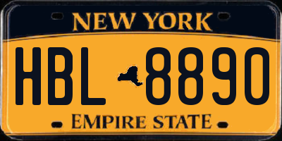 NY license plate HBL8890