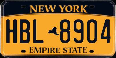 NY license plate HBL8904