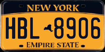 NY license plate HBL8906