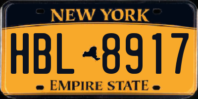 NY license plate HBL8917