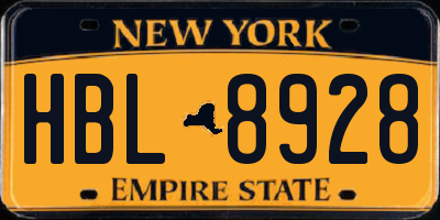 NY license plate HBL8928