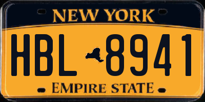 NY license plate HBL8941