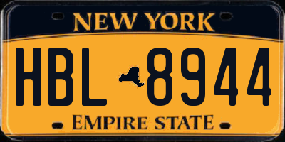 NY license plate HBL8944