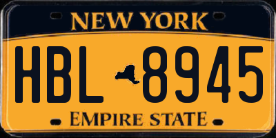 NY license plate HBL8945