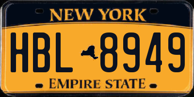 NY license plate HBL8949