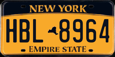 NY license plate HBL8964