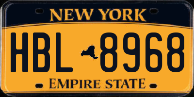 NY license plate HBL8968