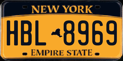 NY license plate HBL8969