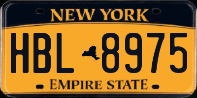 NY license plate HBL8975