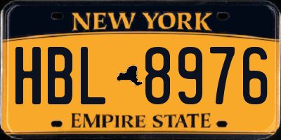 NY license plate HBL8976