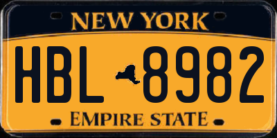 NY license plate HBL8982