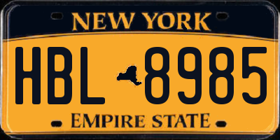 NY license plate HBL8985