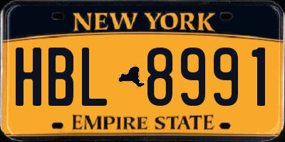 NY license plate HBL8991