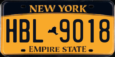 NY license plate HBL9018