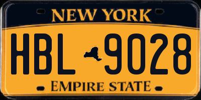 NY license plate HBL9028