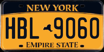 NY license plate HBL9060