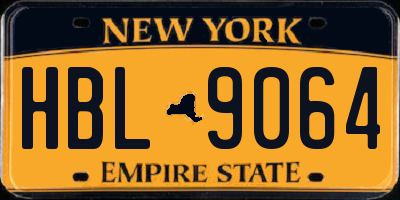 NY license plate HBL9064