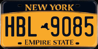 NY license plate HBL9085