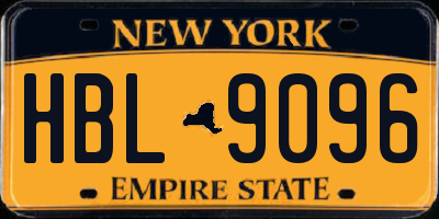 NY license plate HBL9096