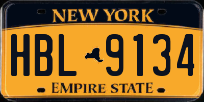NY license plate HBL9134