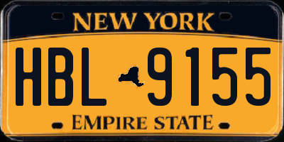 NY license plate HBL9155