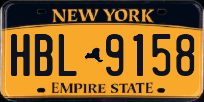 NY license plate HBL9158