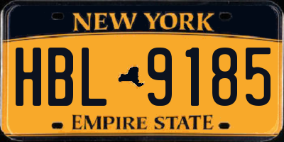 NY license plate HBL9185