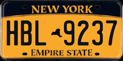 NY license plate HBL9237