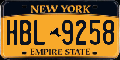 NY license plate HBL9258