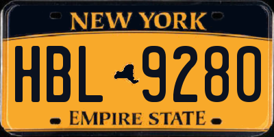 NY license plate HBL9280