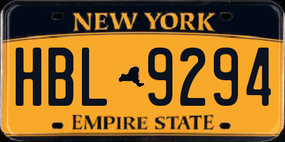NY license plate HBL9294