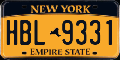 NY license plate HBL9331