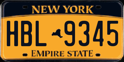 NY license plate HBL9345