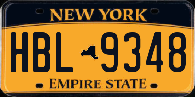 NY license plate HBL9348