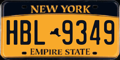 NY license plate HBL9349