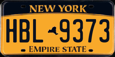 NY license plate HBL9373