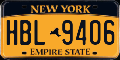 NY license plate HBL9406