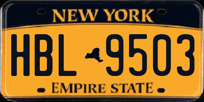 NY license plate HBL9503