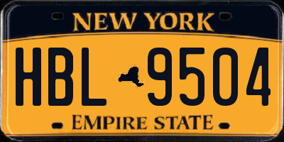 NY license plate HBL9504