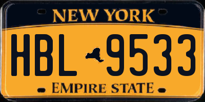 NY license plate HBL9533